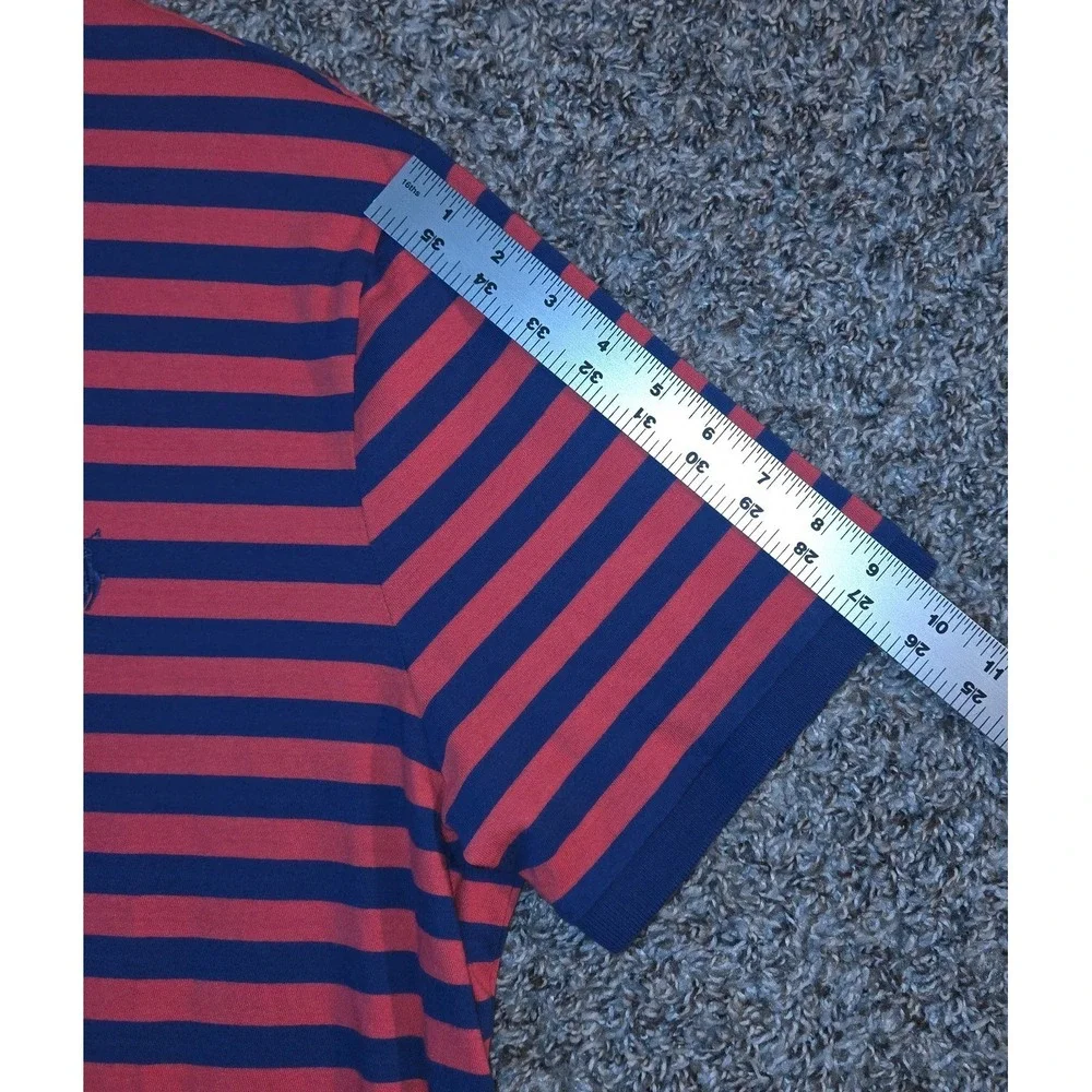 Ralph Lauren Polo Shirt Mens XL Blue Red Striped Blue Pony Classic Short Sleeve